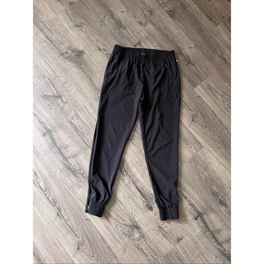 Fabletics Pull On Joggers Pants Womens  M  Black Ankle Zipper Gym Pockets
